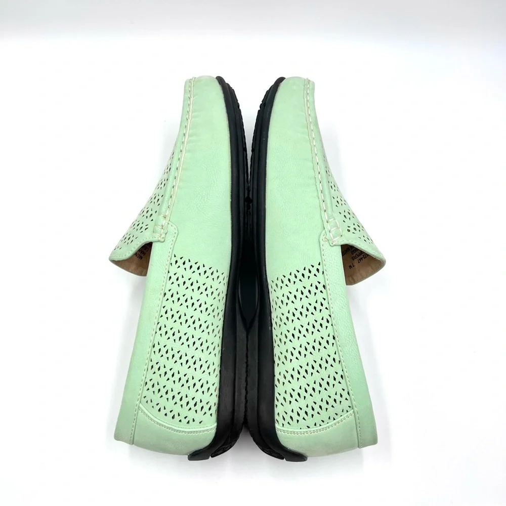 Stacy Adams Mens Size 7 Green Cicero Perf Moc Toe Slip On Driving Loafers‎ Shoes